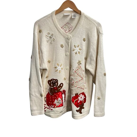 BOBBIE BROOKS Christmas Ugly Embellished Sweater Cardigan Women's XL - Picture 11 of 16
